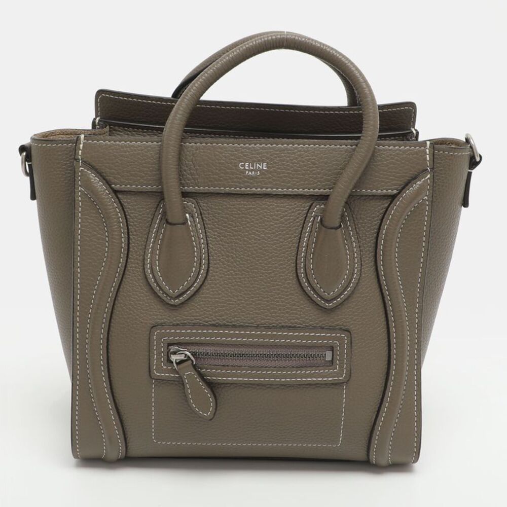 Celine Luggage Nano Taupe Leather Tote
